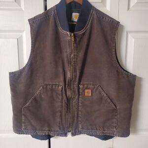 Carhartt 3XL. Union Brown Work Vest Duck Canvas. Quilted Insulated